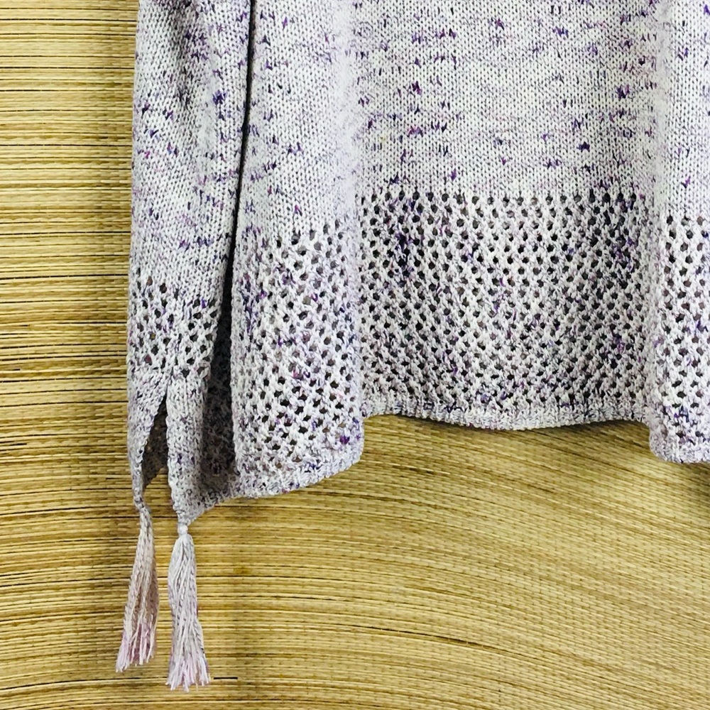 Johnny Was Blueberry Speckled Knit Tassel Sweater-Poncho Cream Size OS - Picture 6 of 13